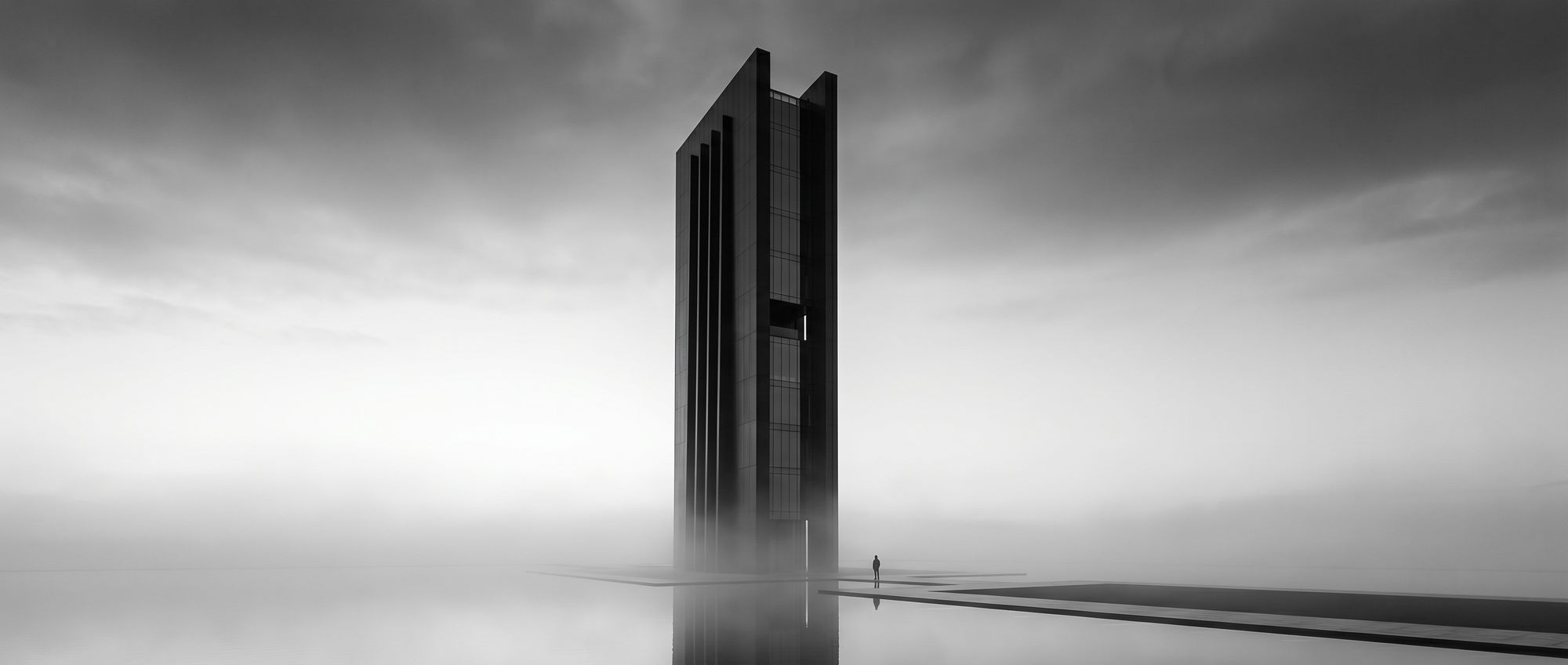 Hyperscale data center campus monumental em preto e branco